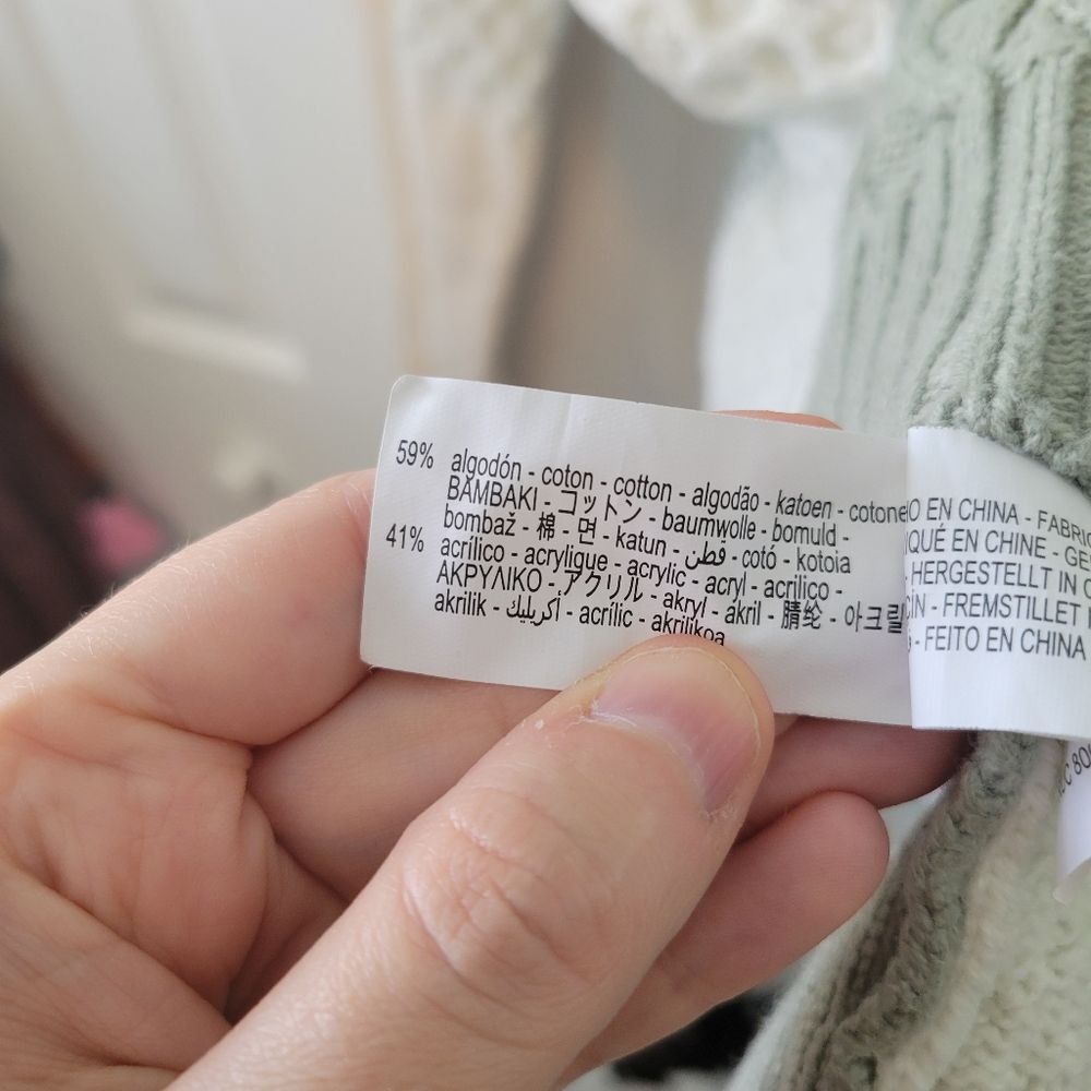 Zara Cable Knit Chunky Patchwork Sweater Size Lar… - image 5